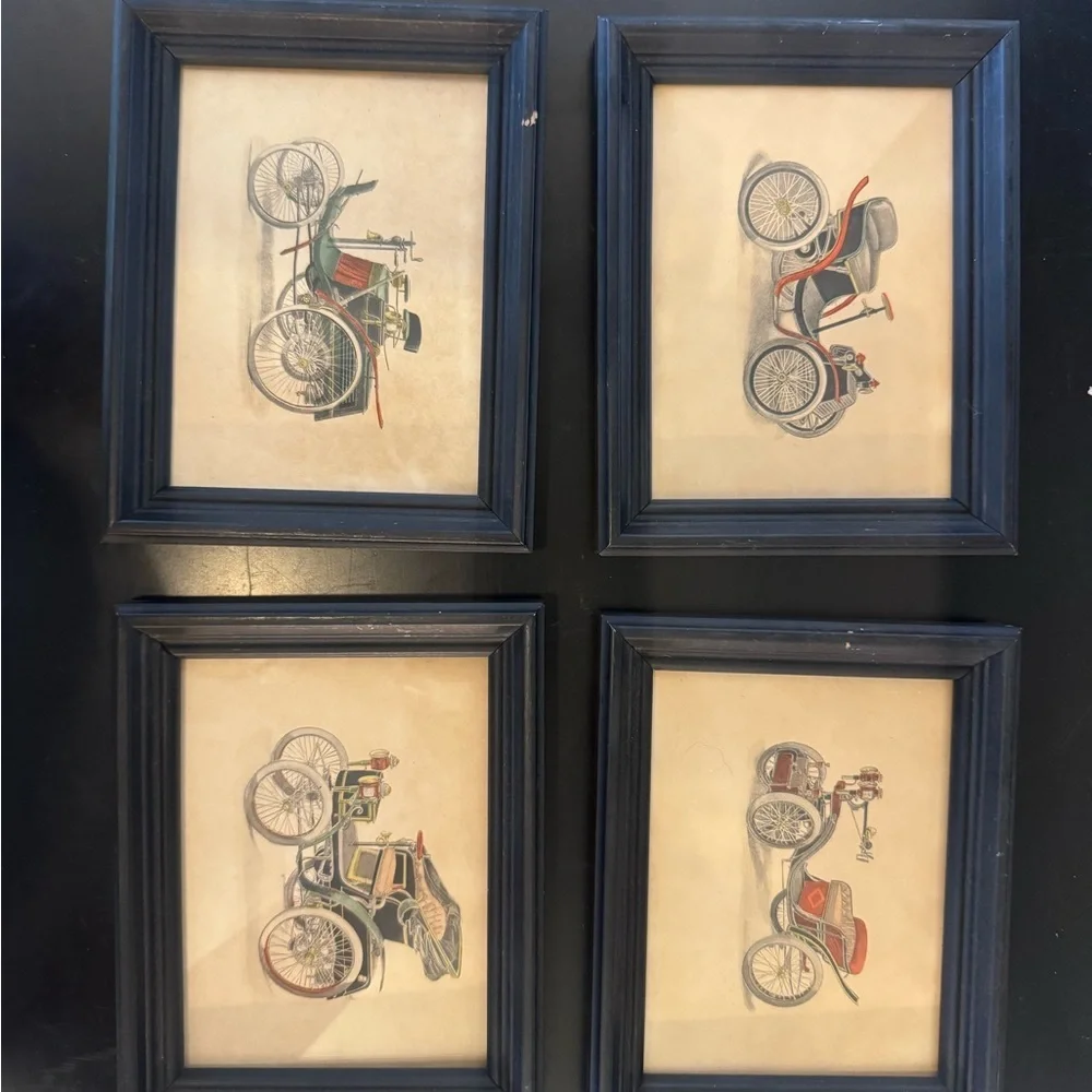 Vintage Automobile / Car Prints Framed set of 4